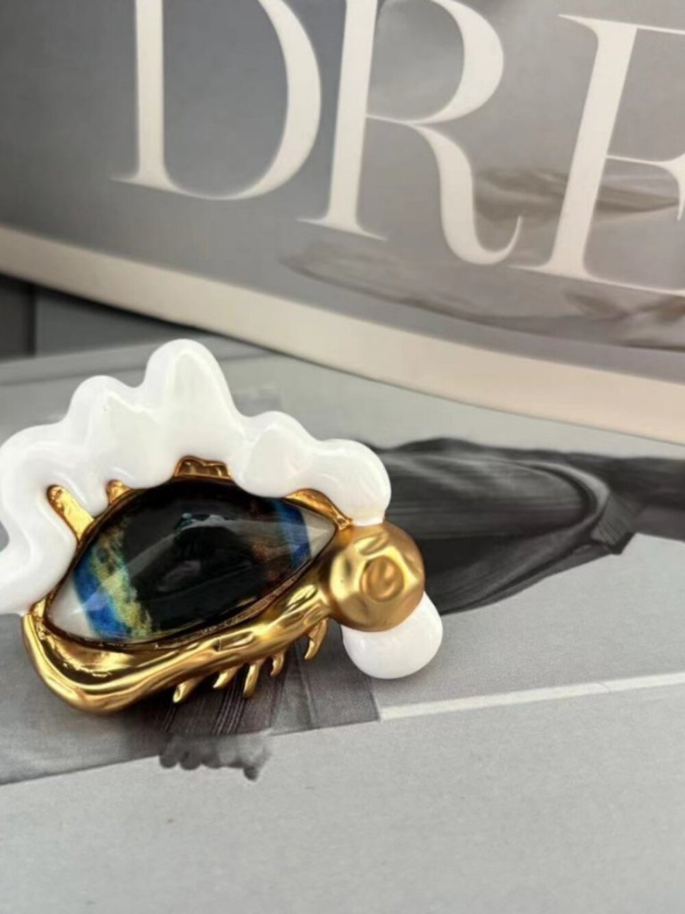 Schiaparelli Enamel Eye Open Ring